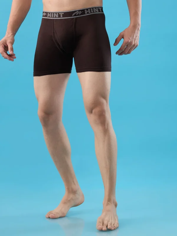 Macho Hint Plain Long Mens Trunks with Breathable Cotton Fabric (Pack of 2)